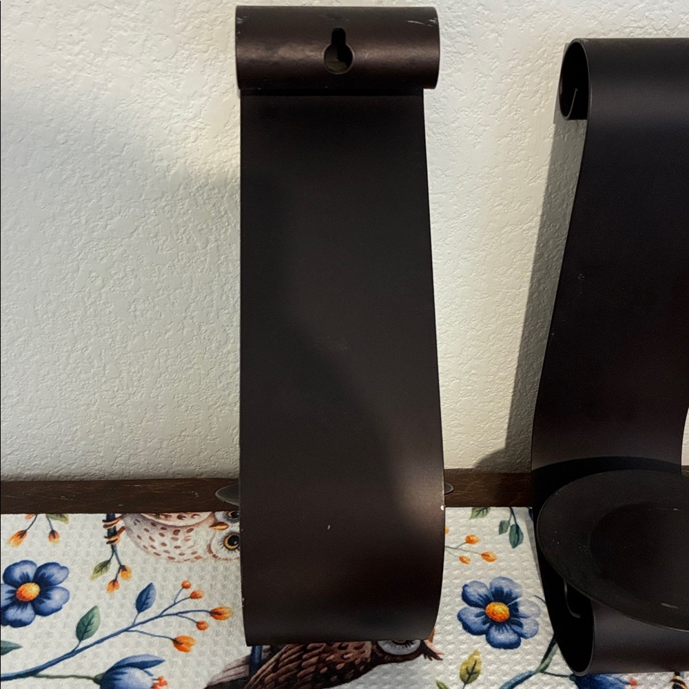 Dark Brown Metal Wall Candle Holders - Picture 4 of 6